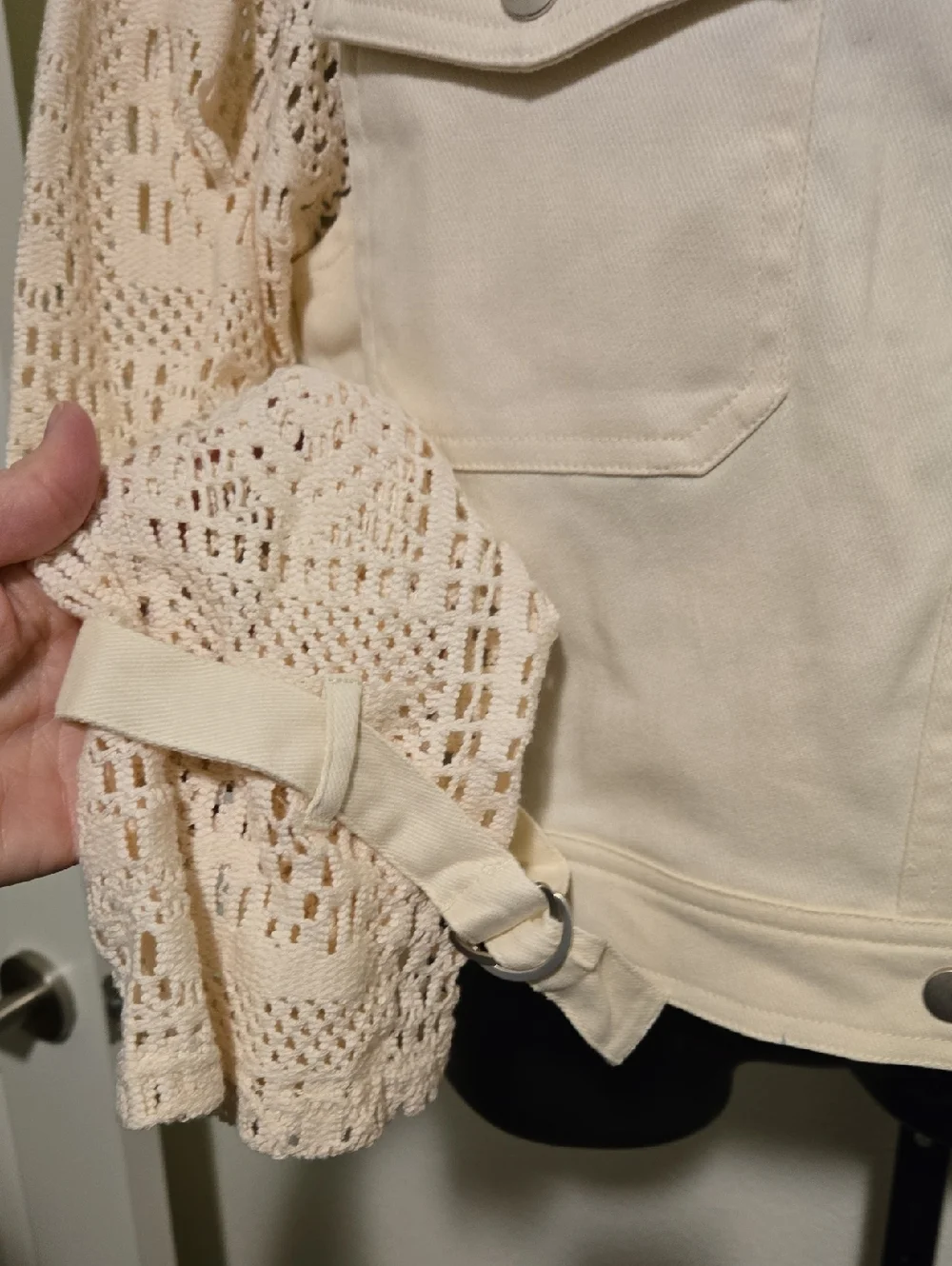 Mystree Crocheted Denim Jacket NWT